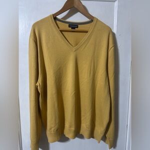 Lands' End Men's V-Neck Sweater in Mustard